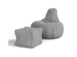 Juskys Sitzsack Chillex mit Hocker L in Stoff Cord