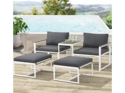 Juskys Sofa Set Gartenmöbel Bari mit Bezügen in Dunkelgrau