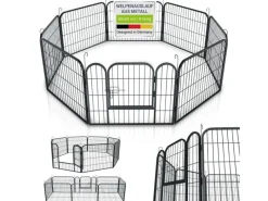 Juskys Kleintierbedarf^Welpenauslauf aus Metall 80 x 60 cm 8 Teilig