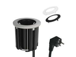 kalb Einbausteckdose 230VAC Tischsteckdose 54mm Rund Für Montage In Und An Möbeln mit EU-Stecker