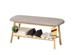 Karat Sitzbänke^Bambus Sitzbank Montana Schuhregal mit Stauraum und Sitzkomfort 34 x 90 x 45 cm