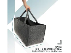 Karat Aufbewahrung^Filztasche Conny Kaminholztasche 4er Set Einkaufstasche Faltbar Anthrazit