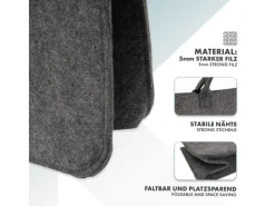 Karat Aufbewahrung^Filztasche Conny Kaminholztasche 4er Set Einkaufstasche Faltbar Anthrazit