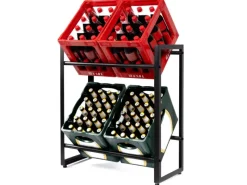 Karat Flaschenkastenständer Kenji - Robustes Lagerregal für Büro, Küche, Garage oder Flur - Schwarz - 70 x 32 x 79 cm