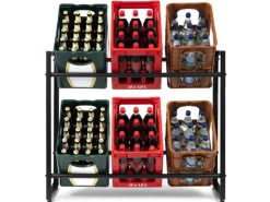 Karat Regale Schwarz|Kellerregale^Flaschenkastenständer Kenji - Robustes Lagerregal für Büro, Küche, Garage oder Flur - Schwarz - 104 x 32 x 82 cm