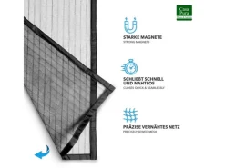 Karat Fliegengitter Sam Gestreift Klebemontage Klettverschluss 100 x 210 cm