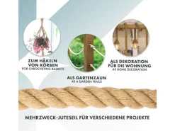 Karat Vasen^Juteseil Ø 6 mm Kletterseil Extra Stark Universell Einsetzbar Länge 25 Meter
