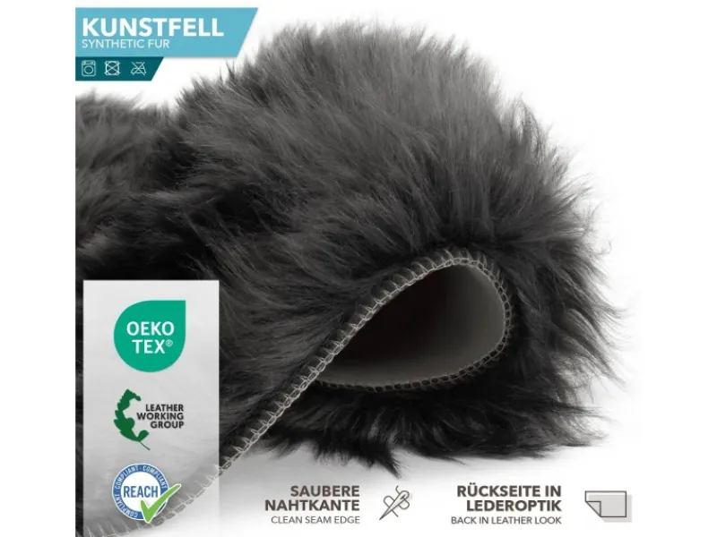 Karat Kunstfell Nelly Flauschiges Dekofell Individuell Einsetzbar Charcoal Grey