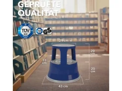 Karat Hocker^Rollhocker Elefantenfuß Rolltritt aus Stahl - Hocker für Büro oder Gewerbe 150 kg Belastbar TÜV-geprüft -