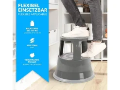Karat Hocker^Rollhocker Elefantenfuß Rolltritt aus Stahl - Hocker für Büro oder Gewerbe 150 kg Belastbar TÜV-geprüft -