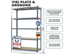 Karat Schwerlastregal Grizzly Anthrazit-Grau Traglast 875 kg 180 x 120 x 60 cm