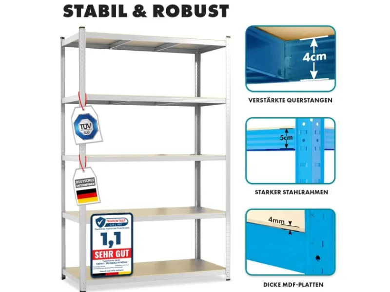 Karat Schwerlastregal Lakota 2er Set Traglast bis 875 kg 200 x 120 x 60 cm