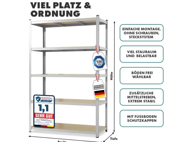 Karat Schwerlastregal Lakota 2er Set Traglast bis 875 kg 200 x 120 x 60 cm
