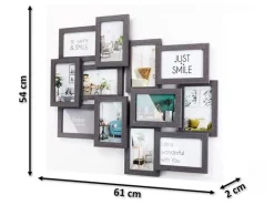 Kobolo Bilderrahmen Collage BIG GREY Holz Grau Antik 12 Bilder 54x61 cm