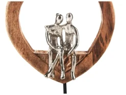 Kobolo Dekofigur Holzdeko Holzfigur SOUL Holz Braun und Metall Silber