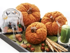 Kobolo Dekokürbis Kürbis aus Textil Set aus 3 Größen Orange