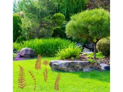 Dekorative Figuren^Kobolo Gartenstecker Dekostecker GRESS in Rostoptik 5er Set