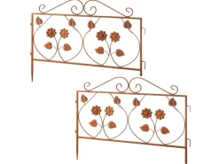 Dekorative Figuren^Kobolo Gartenstecker LEAVES 2 Stück Zaun Zaunfeld Rostoptik