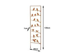 Kobolo Gartenstecker VÖGEL Rankhilfe Metall Naturrost 39x1x139 cm