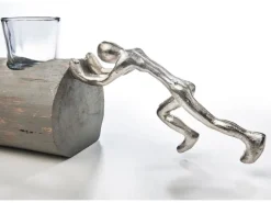 Kobolo Kerzenhalter Teelichthalter FORCE 49x10x14 cm Holz Metall Glas