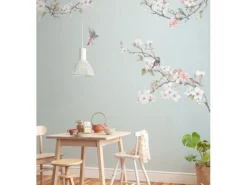 Komar Fototapeten^Fototapete Blumen und Vögel Blau und Rosa 250 x 250 cm 611191