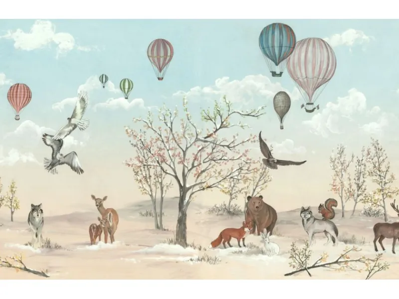 Komar Fototapete Heißluftballons Blau und Beige 4,50 x 2,80 m 612807