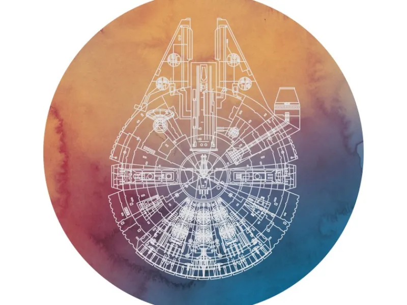 Komar Vliesfototapete Dot Star Wars Millennium Falcon selbstklebend Ø 125 cm