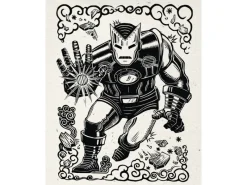 Komar Poster^Wandbild Marvel Iron Man Lino-Cut 40 cm x 50 cm Schwarz-Weiß