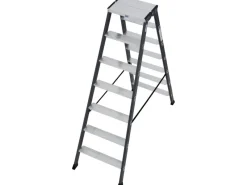 Krause Klapptritte^Doppelleiter SePro D 2 x 7 Stufen 150 cm x 53 cm x 136 cm Eloxiert