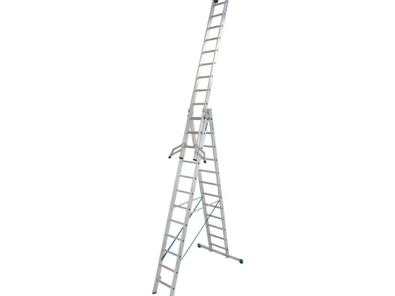 Krause Leitern^Stabilo Sprossen-Vielzweck-Leiter 3 x 12 Sprossen mit Wandlaufrollen