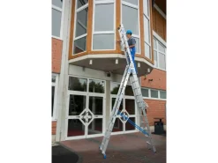 Krause Leitern^Stabilo Sprossen-Vielzweck-Leiter 3 x 12 Sprossen mit Wandlaufrollen