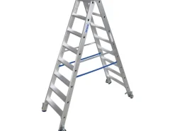Krause Klapptritte^Stabilo Stufen-Doppel-Leiter fahrbar 2 x 8 Stufen