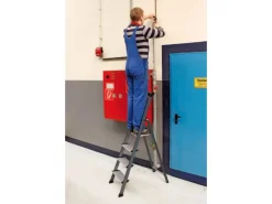 Krause Klapptritte^Stehleiter Securo 4 Stufen Eloxiert 145 cm x 46 cm x 85 cm