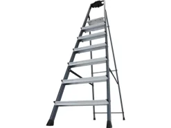 Krause Klapptritte^Stehleiter Securo 7 Stufen Eloxiert 210 cm x 53 cm x 128 cm