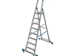 Krause Klapptritte^Stehleiter Stabilo mit Traversen Fahrbar 8 Stufen 250 cm x 98 cm x 160 cm