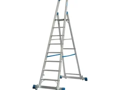Krause Klapptritte^Stehleiter Stabilo mit Traversen Fahrbar 8 Stufen 250 cm x 98 cm x 160 cm