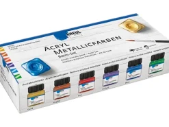 KREUL Bastelzubehör|Bastelfarben^Acryl Farbe Metallic Basis Set 6 x 20 ml