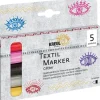 KREUL Künstlerfarben^Textil Marker Glitter medium 5er Set
