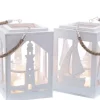 Dekorative Figuren^Laterne Maritim mit Glaseinsatz 2-fach Sortiert 22 cm x 15 cm x 15 cm Weiß
