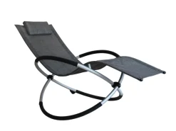 Leco Kissen|Hocker^Schaukelstuhl klappbar Schwarz/Beige/Silber