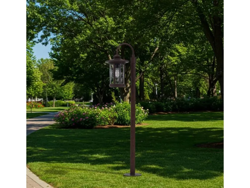 Lindby Außenleuchte Laterne Zayn 10036409 Retro Vintage Antik in Braun aus Aluminium 1-flammig E27