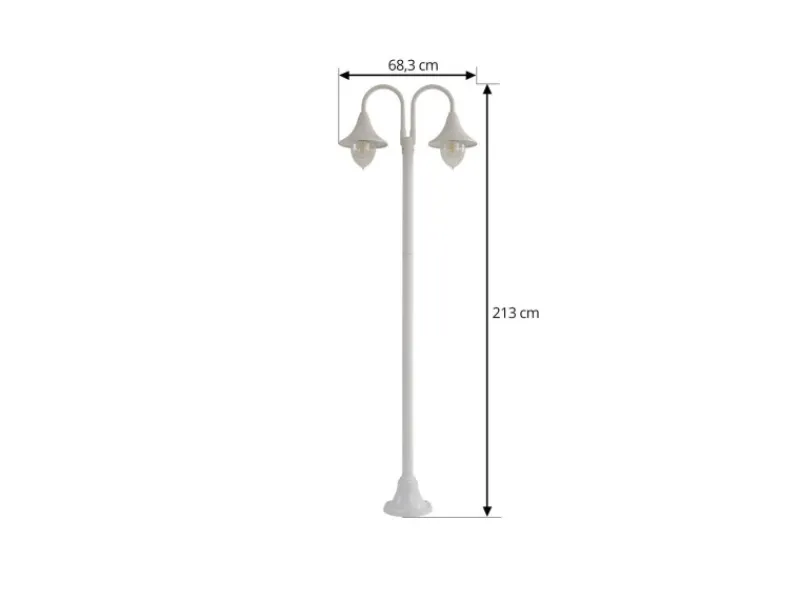 Lindby Laternen^Mastleuchte Außen Laterne Madea 10034012 Spritzwassergeschützt Modern in Weiß aus Aluminium 2-flammig E27