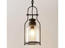 Lindby Laternen^Pendelleuchte Laterne Rozalie 9624814 Retro Vintage Antik in Schwarz aus Metall 1-flammig E27 Flurleuchte