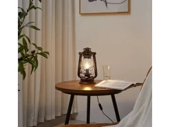 Lindby Laternen^Tischlampe Laterne Raisa 9624812 Retro Vintage Antik in Braun aus Metall 1-flammig E14 Wohnzimmerleuchte