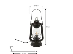 Lindby Laternen^Tischlampe Laterne Raisa 9624812 Retro Vintage Antik in Braun aus Metall 1-flammig E14 Wohnzimmerleuchte