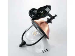 Lindby Wandleuchte Außen Laterne Clint 9630098 Spritzwassergeschützt Retro Vintage Antik in Kupfer aus Aluminium 1-flammig E27