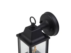 Lindby Wandleuchte Außen Laterne Rurik 10025848 Spritzwassergeschützt Landhaus Vintage Rustikal in Schwarz aus Aluminium 1-flammig E27