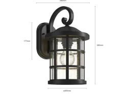 Lindby Wandleuchte Außen Laterne Ankea 9624761 Retro Vintage Antik in Schwarz 1-flammig E27