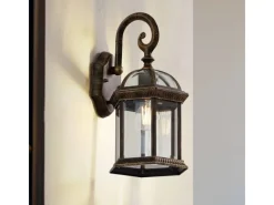 Lindby Laternen^Wandleuchte Außen Laterne Adelisa 10025849 Spritzwassergeschützt Landhaus Vintage Rustikal in Bronze aus Aluminium 1-flammig E27