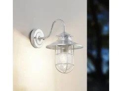 Lindby Wandleuchte Außen Laterne Naleta 10025904 Spritzwassergeschützt Vintage Industriell in Alu aus Metall 1-flammig E27